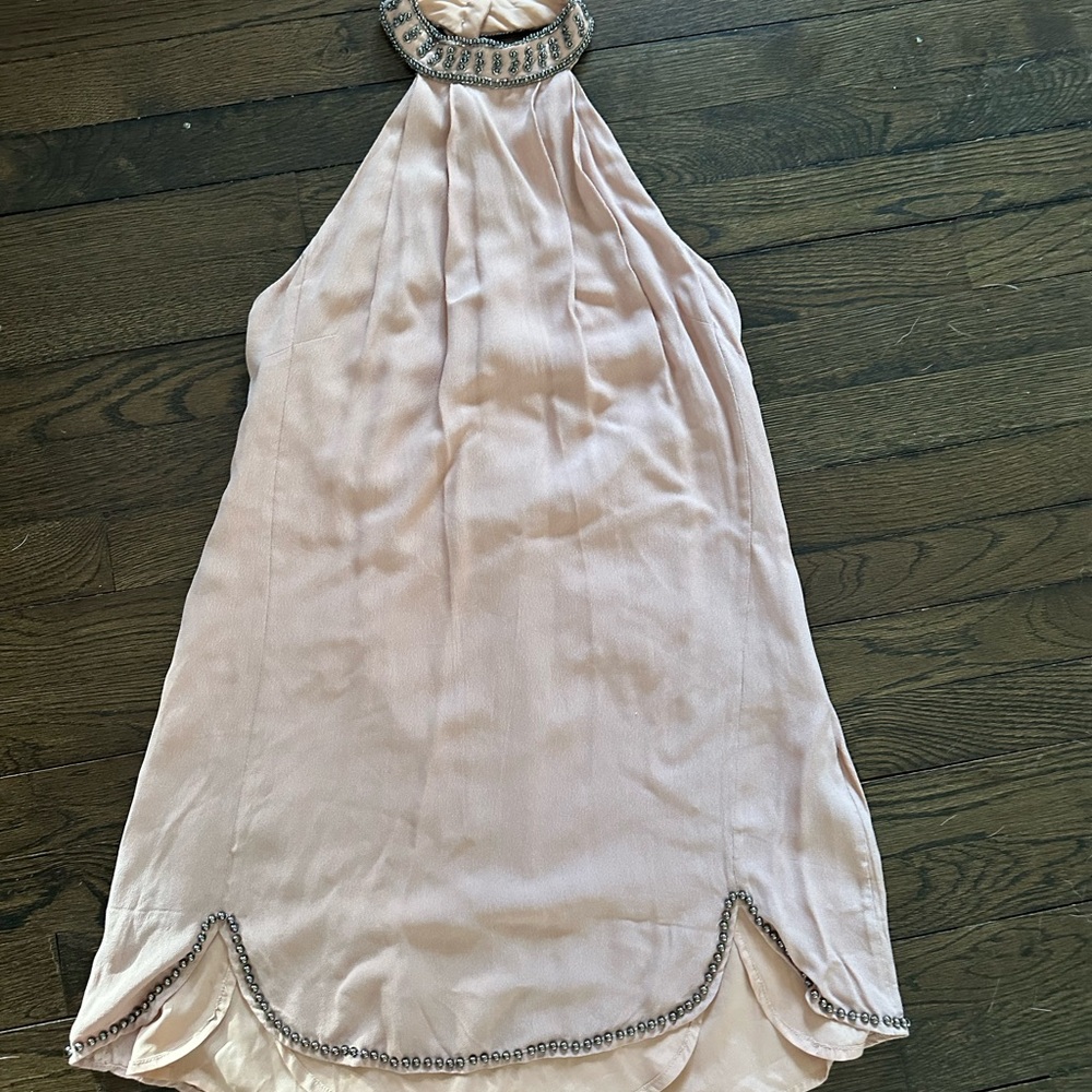 NBD Pink Asymmetrical Embellished Cocktail Dress